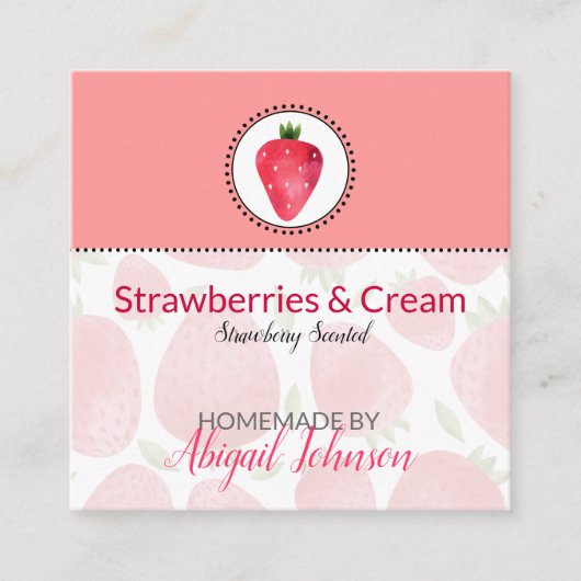 Aardbei Zelfgemaakte Bad & Lichaam Label | Hanglab (Voorkant)