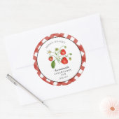 Aardbei Zelfgemaakte Mason Jar Ronde Sticker (Envelop)