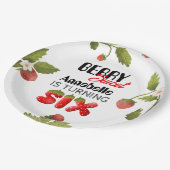 Aardbei zesde verjaardag papieren bordje (Gekanteld)