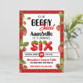 Aardbei Zesde Verjaardagsfeest Uitnodiging (Staand voorkant)