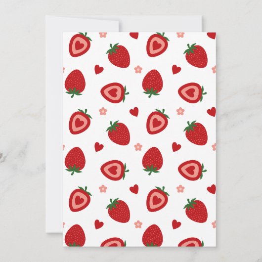 Aardbei Zesde Verjaardagsfeest Uitnodiging (Achterkant)