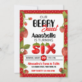 Aardbei Zesde Verjaardagsfeest Uitnodiging