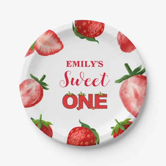 Aardbei Zoet Dank je Verjaardag| Berry Zoet Papieren Bordje (Voorkant)