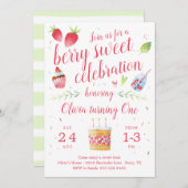 Aardbei zoete aardbei verjaardagsfeest uitnodiging (Voorkant / Achterkant)