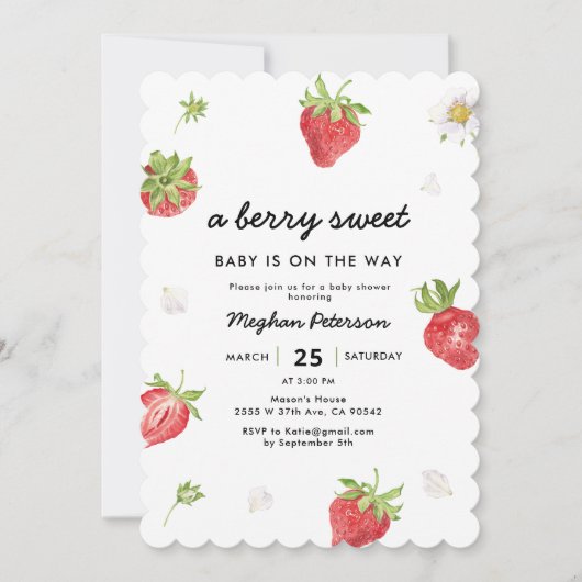 Aardbei Zoete Baby Is Op Weg Baby Shower Kaart (Voorkant)