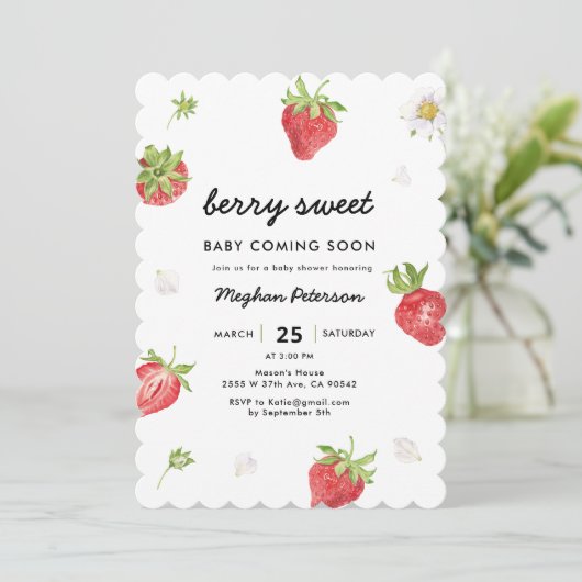 Aardbei zoete baby shower kaart (Staand voorkant)