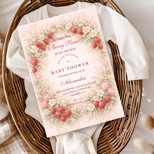 Aardbei Zoete Baby Shower Kaart