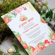 Aardbei zoete baby shower uitnodiging