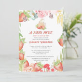 Aardbei zoete baby shower uitnodiging (Staand voorkant)