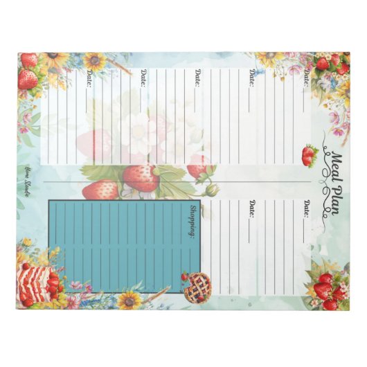 Aardbei Zoete Behandeling 7 Dagen Maaltijdplanner Notitieblok (Voorkant)