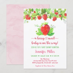Aardbei Zoete Bloemige Baby Shower Kaart