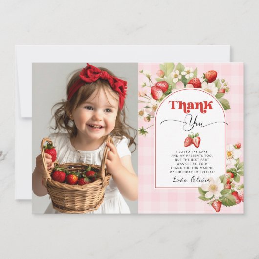 Aardbei zoete foto dank u kaart (Voorkant)