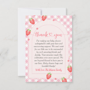 Aardbei Zoete Kleine Meisje Baby Shower Bedankkaart