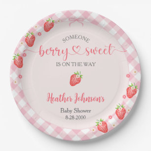 Aardbei Zoete Kleine Meisje Baby Shower Papieren Bordje