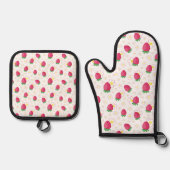 Aardbei zoete liefde. ovenwant & pannenlap set (Voorkant)