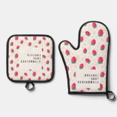 Aardbei zoete liefde. ovenwant & pannenlap set (Voorkant)