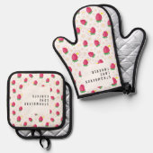 Aardbei zoete liefde. ovenwant & pannenlap set (Voorkant / Achterkant)