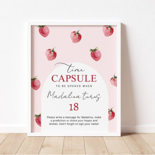 Aardbei zoete tijd capsule verjaardag poster