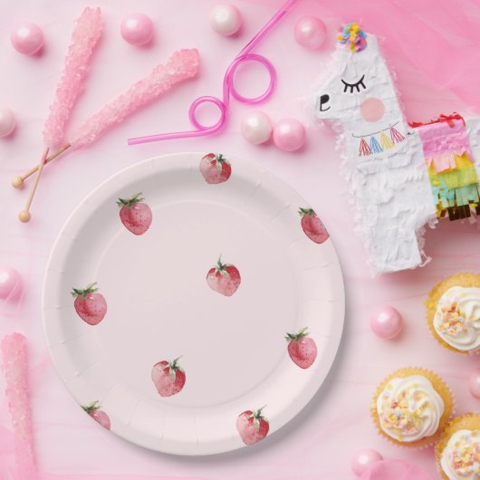Aardbei zoete verjaardag papieren bordje (Feest)