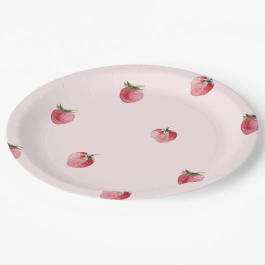 Aardbei zoete verjaardag papieren bordje (Gekanteld)