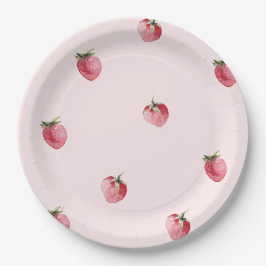 Aardbei zoete verjaardag papieren bordje (Voorkant)
