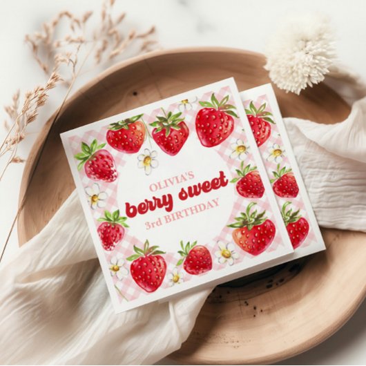 Aardbei Zoete Verjaardag Servet