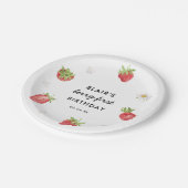 Aardbei zoete verjaardagsfeestje papieren bordje (Gekanteld)