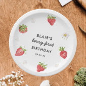 Aardbei zoete verjaardagsfeestje papieren bordje