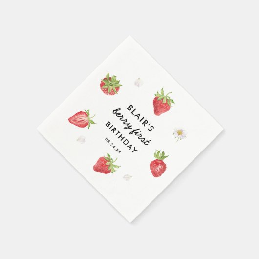 Aardbei zoete verjaardagsfeestje servet (Hoek)