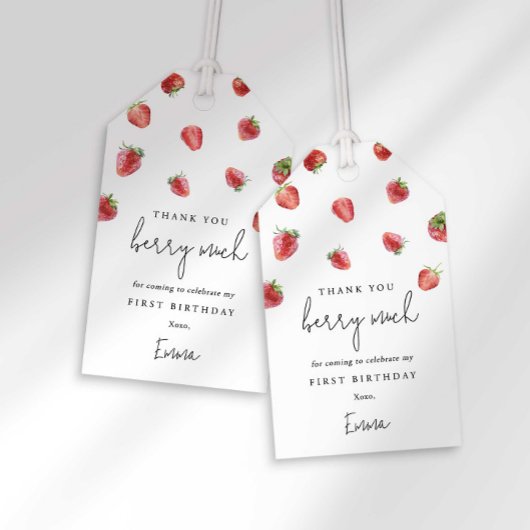 Aardbei zoete verjaardagsverpakkingslabel cadeaulabel