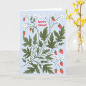 Aardbei zoete wenskaart kaart (Gele Bloem)