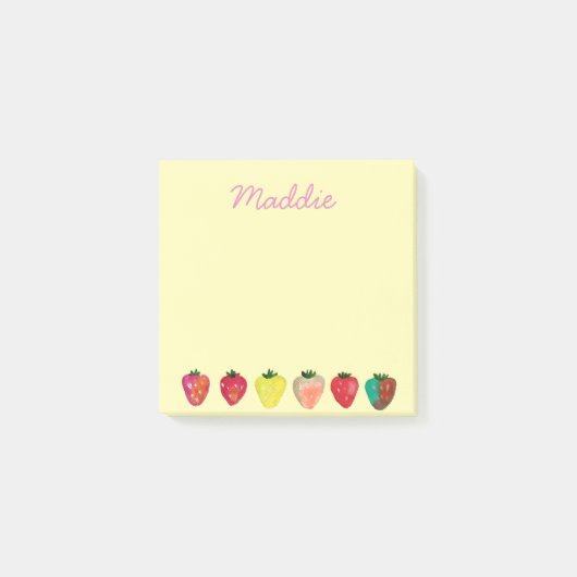 Aardbei zoetheid schattig fruit waterverf post-it® notes (Voorkant)