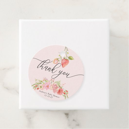 aardbei | Zomer Baby shower Bedankjes Labels (In situ)