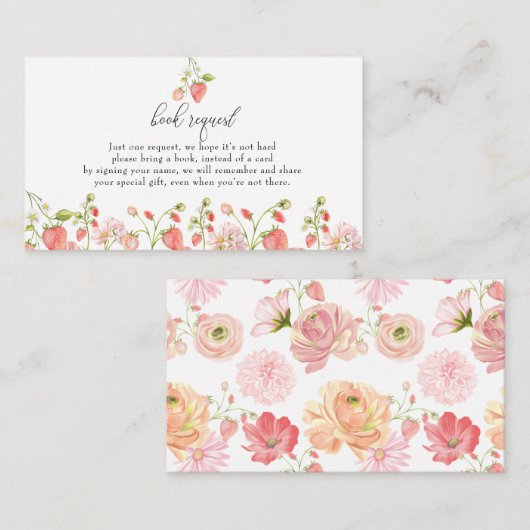 aardbei | Zomer Baby shower Boekaanvraag Informatiekaartje (Voorkant / Achterkant)