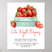 Aardbei Zomer Baby shower Late Night Luiers Poster (Voorkant)