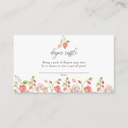 aardbei | Zomer Baby shower Luier Raffle Informatiekaartje (Voorkant)