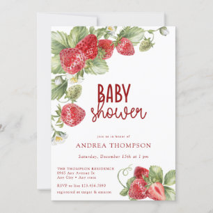 Aardbei Zomer Baby Shower Uitnodiging