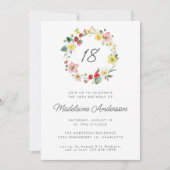 Aardbei Zomer Bloem Krans 18e Verjaardag Kaart (Voorkant)
