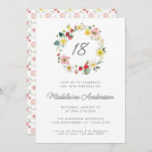 Aardbei Zomer Bloem Krans 18e Verjaardag Kaart (Voorkant / Achterkant)