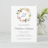 Aardbei Zomer Bloem Krans 21e Verjaardag Kaart (Staand voorkant)