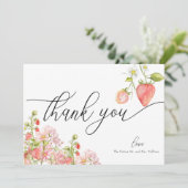 Aardbei | Zomer Bruiloft Feest Bedankkaart (Staand voorkant)