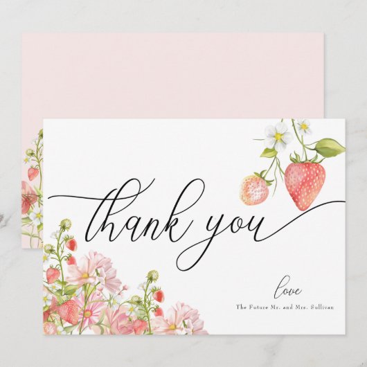 Aardbei | Zomer Bruiloft Feest  Bedankkaart (Voorkant / Achterkant)