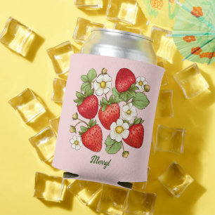 Aardbei zomer fruit aangepaste naam blikjeskoeler
