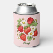 Aardbei zomer fruit aangepaste naam blikjeskoeler (Blikje Achterkant)