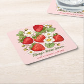 Aardbei zomer fruit aangepaste naam kartonnen onderzetters (Schuin)