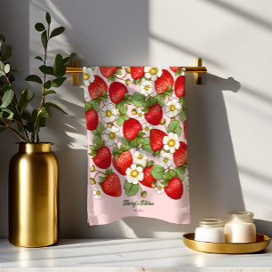 Aardbei zomer fruit aangepaste naam theedoek