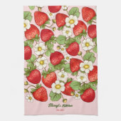 Aardbei zomer fruit aangepaste naam theedoek (Verticaal)