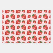 Aardbei zomer fruit patroon op roze inpakpapier vel (Voorkant 2)