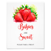 Aardbeibaby's zijn zoete douche teken foto afdruk (Voorkant)