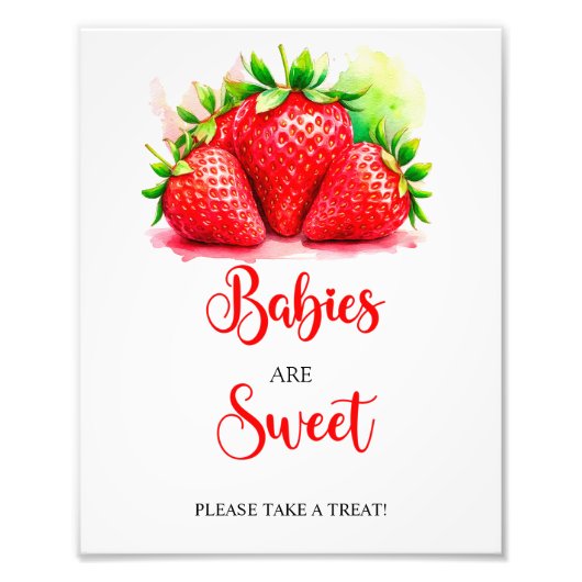 Aardbeibaby's zijn zoete douche teken foto afdruk (Voorkant)
